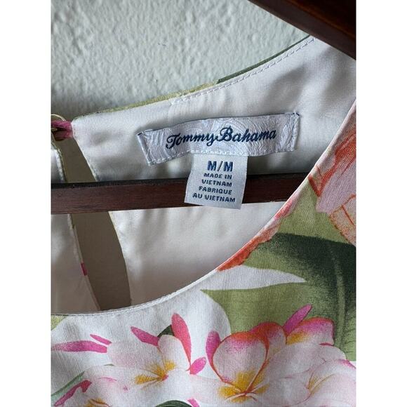 Women's Tommy Bahama 100% Silk Sleeveless Shift Dress M Tropical Floral - Picture 2 of 6
